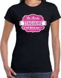 Bellatio Decorations Shoppartners Bv Cadeau t-shirt voor de beste stagiaire voor dames - zwart met roze - stagiaire's - kado shirt / kleding - verjaardag / collega L