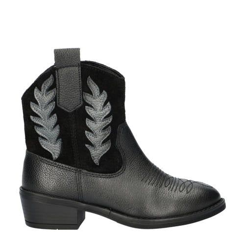 Nelson Kids leren cowboylaarzen zwart