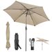 Sekey Parasol, 270 cm, met zwengel en autokantelbaar, marktscherm voor terras, balkon en tuin, winddicht, stabiel, UPF 50+, taupe, rond