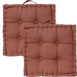 Atmosphera Vloerkussen Square - 2x - terracotta - katoen - 38,5 x 38,5 x 8 cm