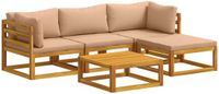 vidaXL Bankstel 2 zitplaatsen Beige Massief Acacia Hout