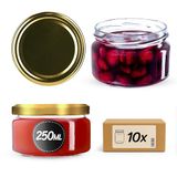KADAX Set van 10 jampotten, 250 ml, met schroefdeksel, Ø 82 mm, goudkleurig