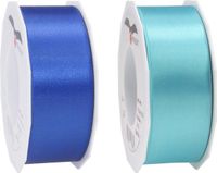 Glorex Hobby Satijn cadeau inpak deco sierlint - 2 tinten blauw - 25 meter x 4 cm