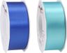 Glorex Hobby Satijn cadeau inpak deco sierlint - 2 tinten blauw - 25 meter x 4 cm