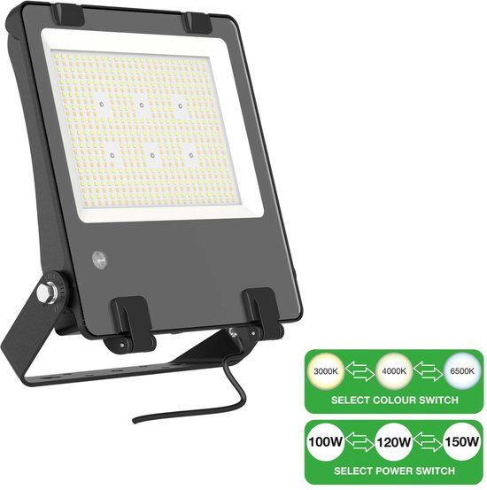 Bailey LED Schijnwerper Switch 100W-150W 12500lm 3000K-6500K Zwart