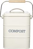 SB Kitchen Retro Compostemmer - Compostbakje Keukenaanrecht - Gft Afvalbakje met 2 Filter - 3L / Crème wit