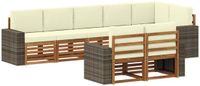 vidaXL Bank loungeset 4 zitplekken Acacia hout Natuurlijk en crème