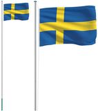 vidaXL Vlag van Zweden met mast, 6,08 meter, aluminium
