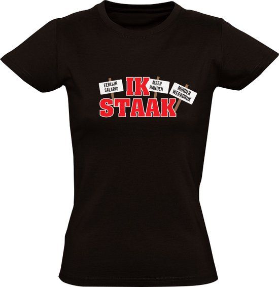 Sol's Ik staak Dames T-Shirt - Zwart - Katoen - Maat S