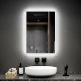 EMKE Badkamerspiegel met verlichting, 50 x 70 cm, LED, aanraakschakelaar, anti-condens, 6500 K, koudwit