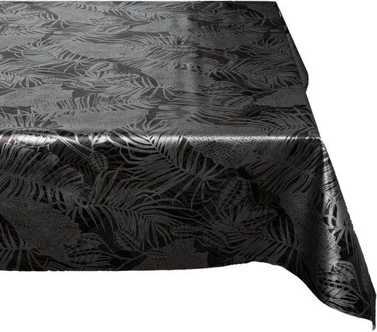 ANRO Tafelkleed Nachttropisch Grijs Ovaal 220x140cm Rechte rand Afwasbaar Waterafstotend