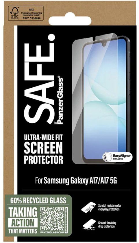 SAFE by PanzerGlass Screenprotector geschikt voor Samsung Galaxy A17 Glazen | SAFE by PanzerGlass Ultra-Wide-Fit Screenprotector - Case Friendly