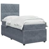 vidaXL LED Boxspringbed met Matras Donkergrijs 90 x 200 cm Fluweel