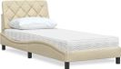 vidaXL Bed met matras, stof, crèmekleurig, 90x200 cm