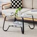 STILVORA Salontafel - Rond Met 2 Glazen Niveaus - Industrieel Design - Metaal Zwart