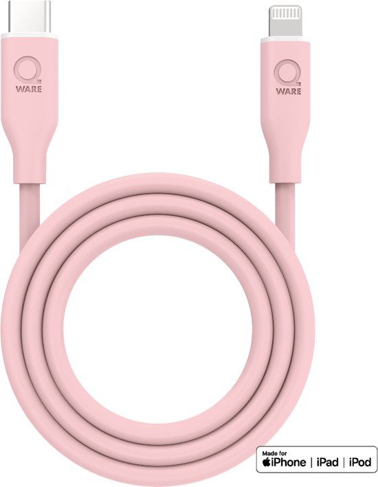 Qware USB-C to Lightning Cable - 1m - Pink