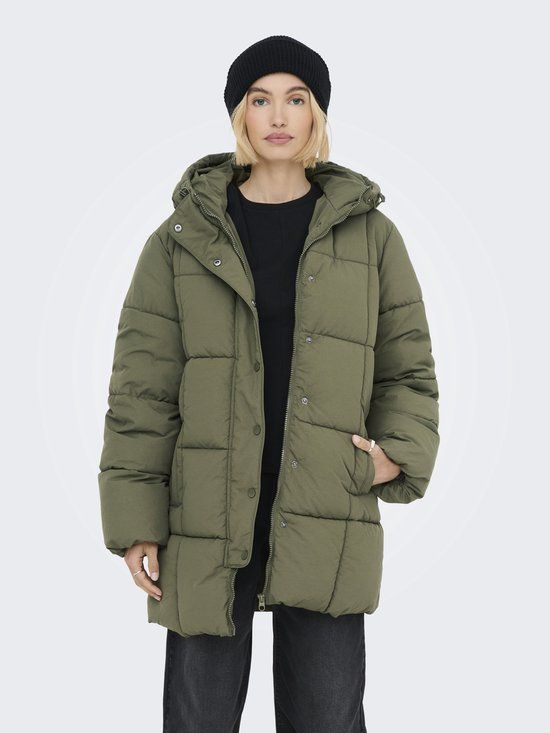JDY - JDYWONDER LONG HOOD PUFFER OTW SIJ - Ivy Green - Women - Size M - Puffer Jacket