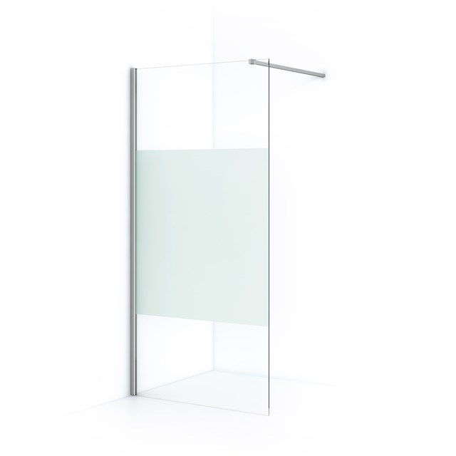 Maxaro Inloopdouche Diamond 90cm 8mm Helder Veiligheidsglas met Matte Strook Chroom