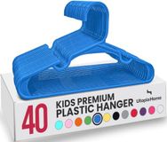 Utopia Home Plastic kinderhangers voor kleding - pak van 40 - duurzame en slanke babyhangers - ruimtebesparende kinderhangers voor kleding - universeel kledingstuk broekrokstang peuterhangers (blauw)