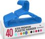 Utopia Home Plastic kinderhangers voor kleding - pak van 40 - duurzame en slanke babyhangers - ruimtebesparende kinderhangers voor kleding - universeel kledingstuk broekrokstang peuterhangers (blauw)