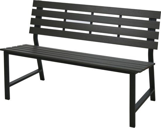 Koopman Int.bv Tuinbank Portals - Gecoat Metaal - Polywood - Zwart - 2 persoons - 125cm
