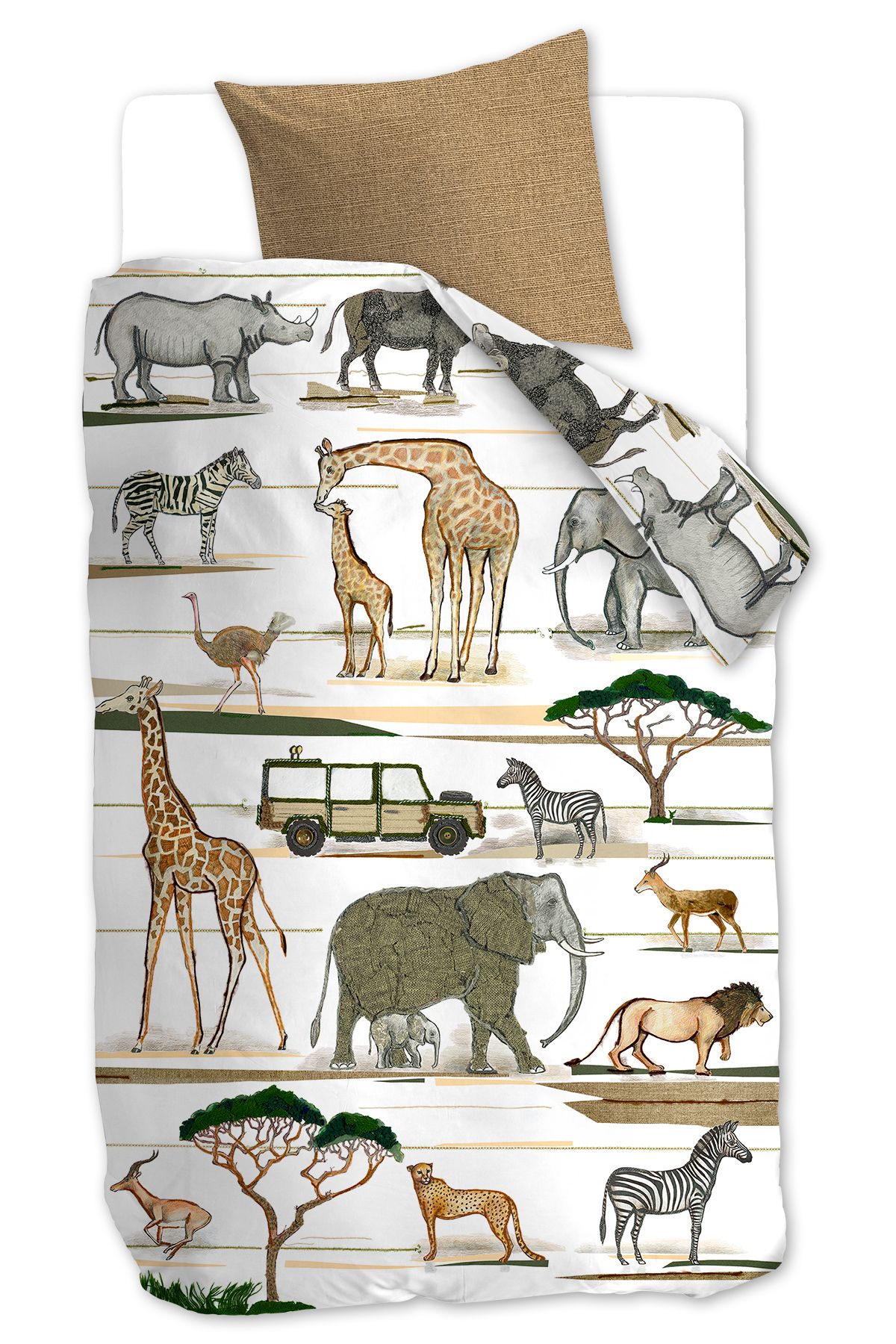 Beddinghouse DBO BH KIDS Jeep Safari Naturel 140x200/220 - Katoen - Multicolor