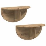 vidaXL - Wandplank - 2 - st - Artisan - Eiken - 48 - x - 24 - x - 24 - cm - Bewerkt - hout