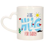 Bellatio Decorations Cadeau koffie/thee mok voor papa - hartje oor - big hug - 300 ml - Vaderdag