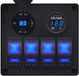 ProRide Schakelpaneel 12V voor Auto/Boot - USB Lader 2 Poorten met Voltmeter - QC3.0 - DS2120B - 4 Schakelaars