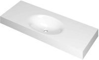 Wastafel INK Smooth Wastafel Polystone Midden Zonder Kraangat - 1200x450x90 mm - Glans Wit