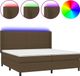vidaXL Boxspring met matras en LED, stof, donkerbruin, 200x200 cm