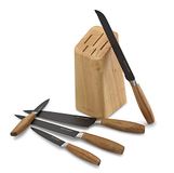 ECHTWERK Stalen keukenmessenset, set van 6 keukenmessen met pakkahoutblok, keukenmessenset, roestvrijstaal, extreem scherp, Black-Edition