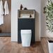 Hudson Reed Hoxton WC-Ombouw 60cm met Open Plank Zwartgrijs - Milton Staand Toilet - Inbouw Reservoir met Zwarte Spoelknop