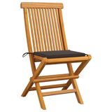 VidaXL Tuinstoel Gecapitonneerde zitting Teak Taupe 2 stuks