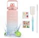 Ibenzoa® Grande bouteille d'eau de sport sans BPA avec paille et marqueurs de temps de 2 litres