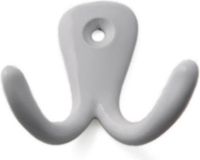 Merkloos Kapstokhaken luxe - dubbele haak - aluminium - wit - 4,2 x 5,0 cm