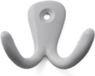 Merkloos Kapstokhaken luxe - dubbele haak - aluminium - wit - 4,2 x 5,0 cm