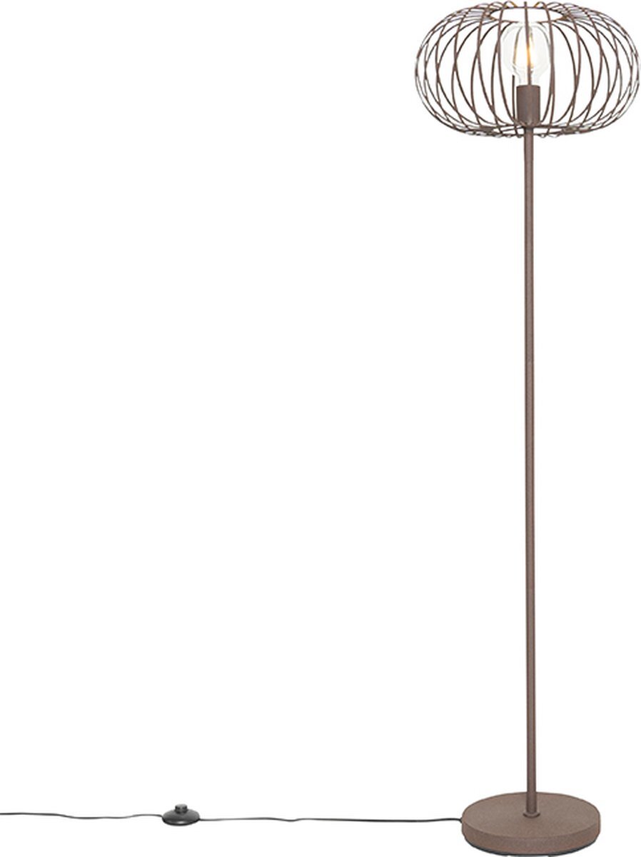 QAZQA johanna - Design Vloerlamp | Staande Lamp - 1 lichts - H 145 cm - Roestbruin - Woonkamer | Slaapkamer | Keuken