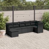 Maison Exclusive - Ensemble de meubles de jardin 7 pièces avec canapé et coussins, noir, en polyrotin