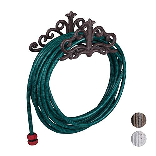 Relaxdays Slanghouder muur - antiek - gietijzer - donkerbruin