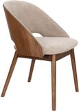 Dutchbone Velore Eetkamerstoel Walnoot/Beige