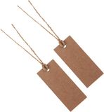 Santex cadeaulabels kraft met lintje - set 24x stuks - bruin - 3 x 7 cm