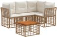 vidaXL Hoek loungeset 5-delig Polyester Naturel et Crème Blanc