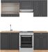 Vicco Fame-Line Complete keukeneenheid – 200 cm sans plan de travail Anthracite Style champêtre/Or Kraft Chêne