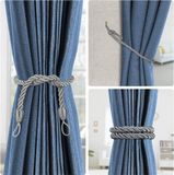 Bol 2 Paire de embrasses de rideaux en polyester tissé, cordes, clips, boucles décoratives de rideaux avec crochets, pour maison, bureau, café, gris