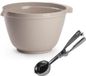 PLASTICFORTE Oliebollen bakken set - Beslagkom van 4 liter - beige - kunststof - met ijsbollen lepel van 23 cm