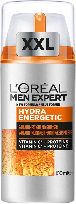 Lâ€™OrÃ©al Paris Men expert Hydra Energetic Men Expert Hydra Energetic 24h hydraterende gezichtscrème - 100 ml XL verpakking - Tegen een vermoeide huid