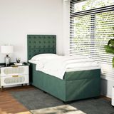 VidaXL Boxspringbed met matras, donkergroen, 100x200 cm, fluweel