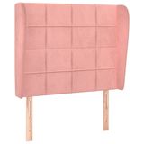 VidaXL Hoofdbord met randen 147x23x118/128 cm fluweel roze