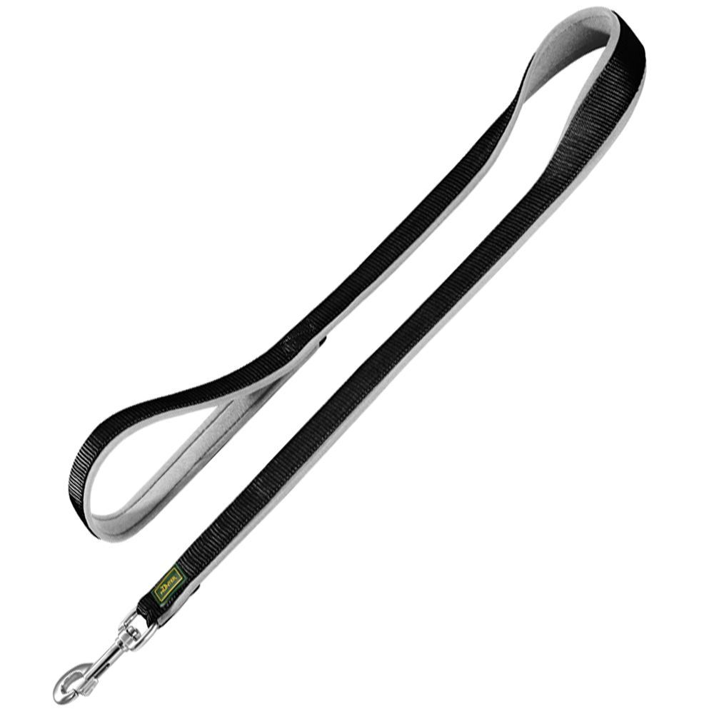 Hunter Lijn Neopreen verstelbaar 2 m lang 2 cm breed - Zwart/Grijs